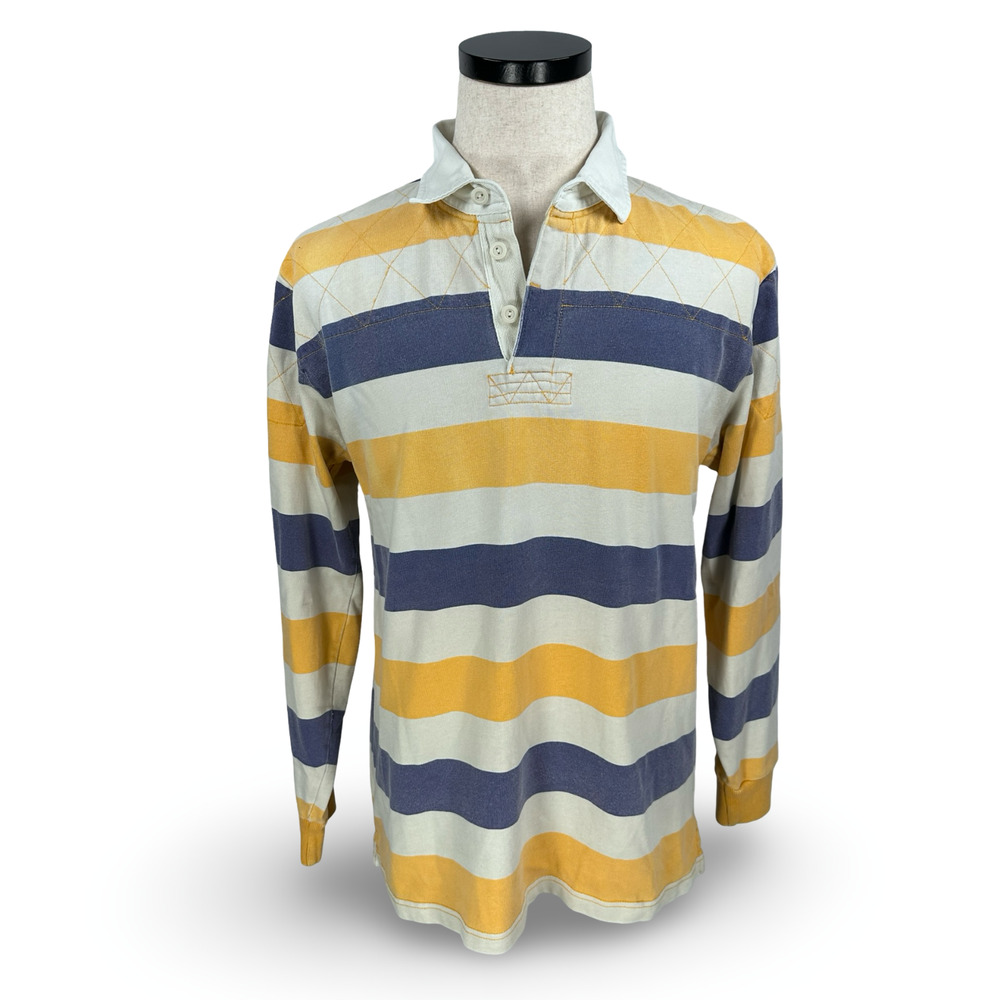 J.Crew Rugby Shirt Men’s Medium Multicolor Striped Cotton Long Sleeve Collared‎